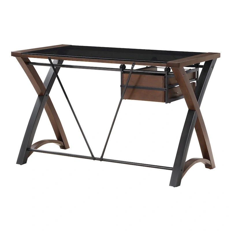 48 Glass-Top Desk with Sliding Storage Trays