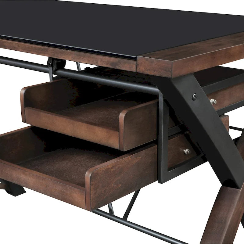 48 Glass-Top Desk with Sliding Storage Trays