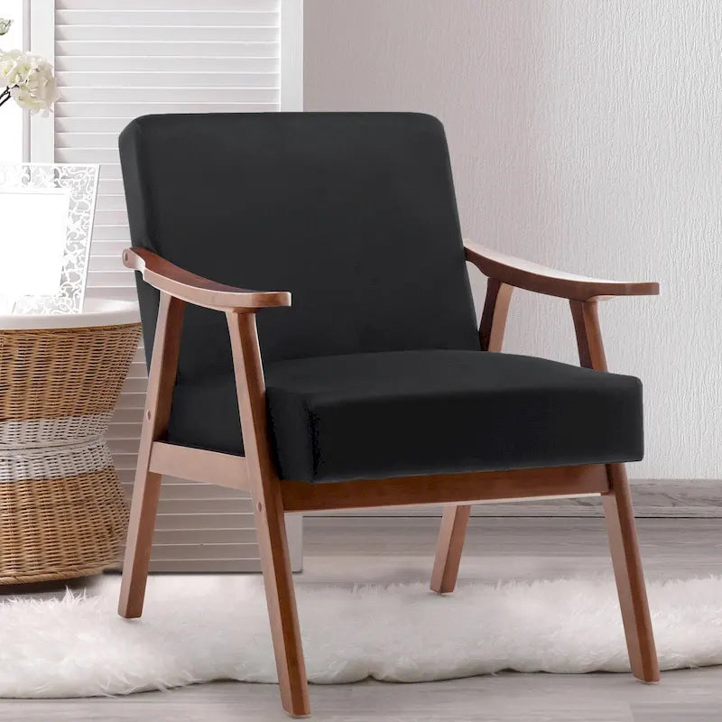 Mid-Century Modern Accent Chair with Solid Wood Frame
