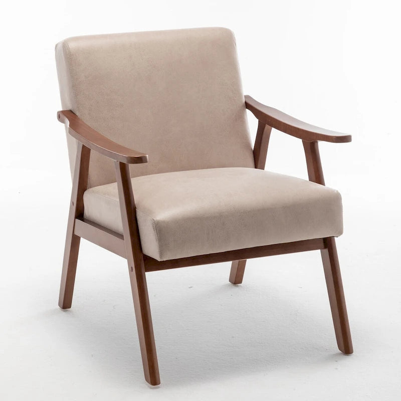 Mid-Century Modern Accent Chair with Solid Wood Frame