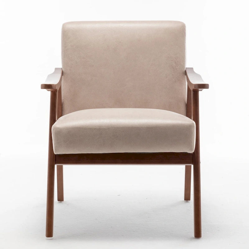 Mid-Century Modern Accent Chair with Solid Wood Frame