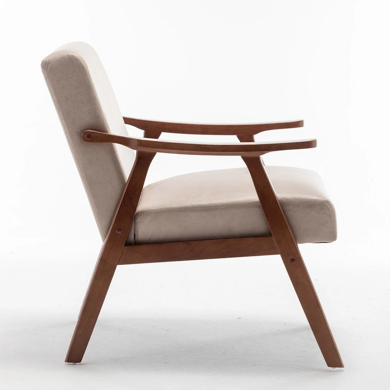 Mid-Century Modern Accent Chair with Solid Wood Frame