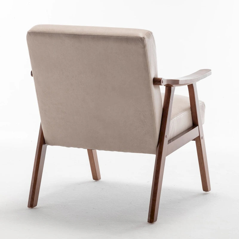 Mid-Century Modern Accent Chair with Solid Wood Frame