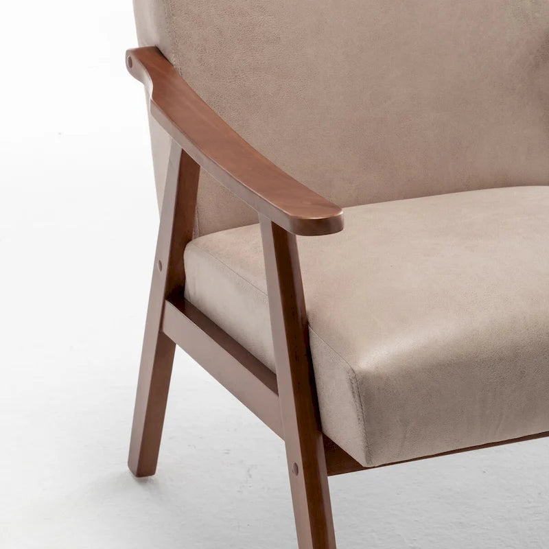 Mid-Century Modern Accent Chair with Solid Wood Frame