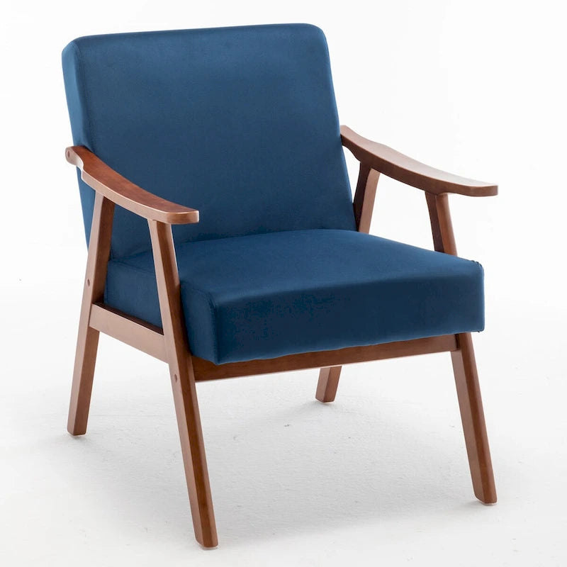 Mid-Century Modern Accent Chair with Solid Wood Frame