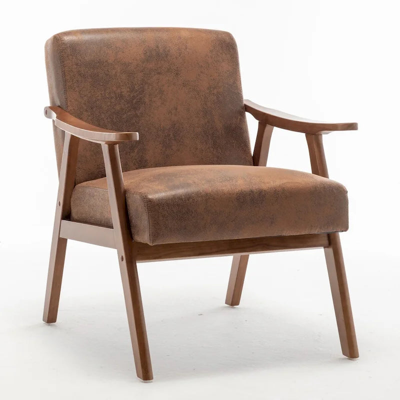 Mid-Century Modern Accent Chair with Solid Wood Frame
