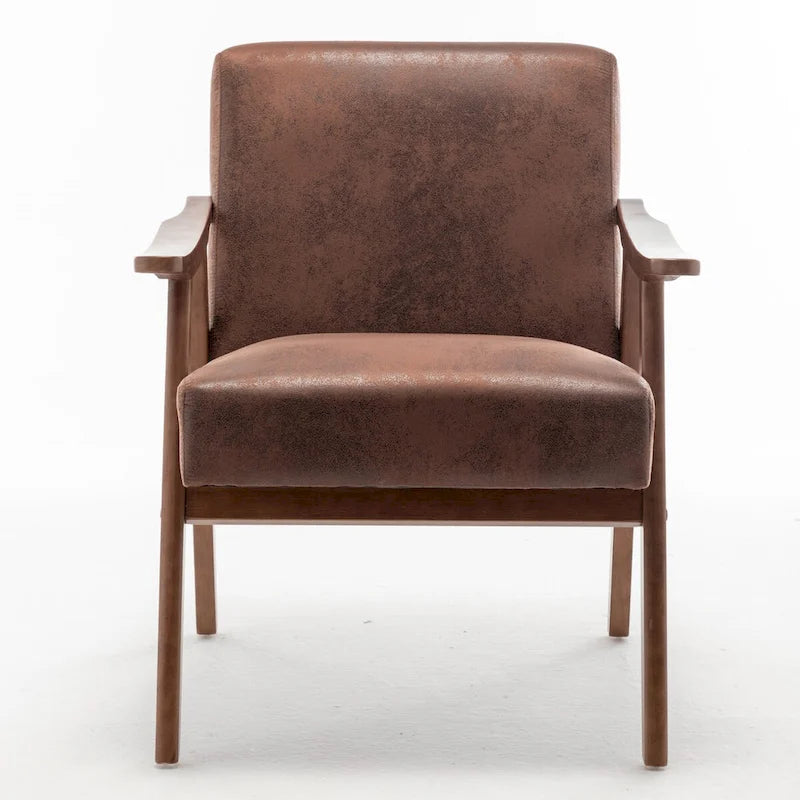 Mid-Century Modern Accent Chair with Solid Wood Frame
