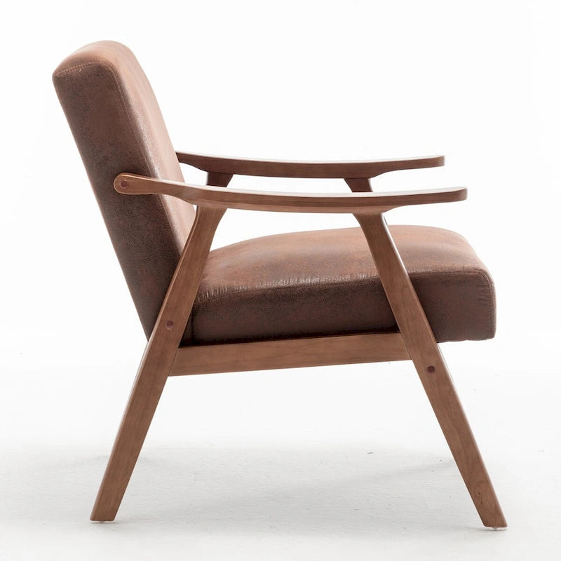 Mid-Century Modern Accent Chair with Solid Wood Frame