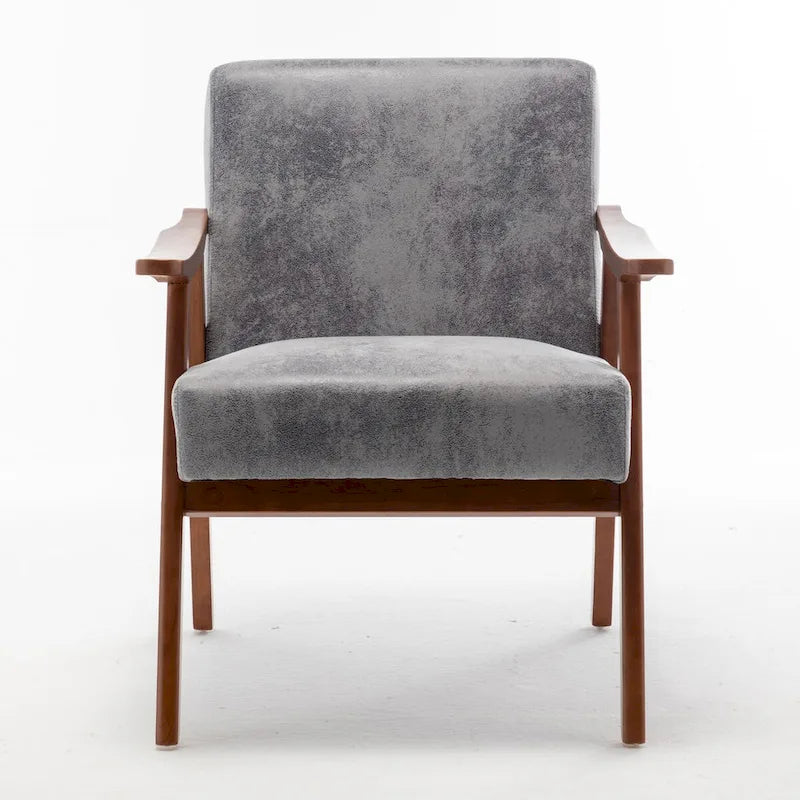 Mid-Century Modern Accent Chair with Solid Wood Frame