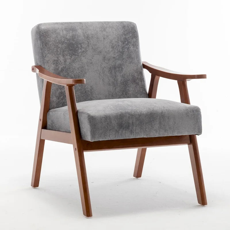Mid-Century Modern Accent Chair with Solid Wood Frame