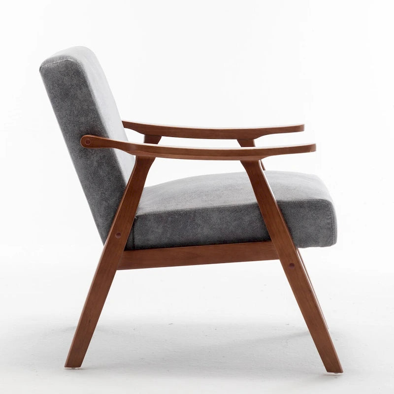 Mid-Century Modern Accent Chair with Solid Wood Frame