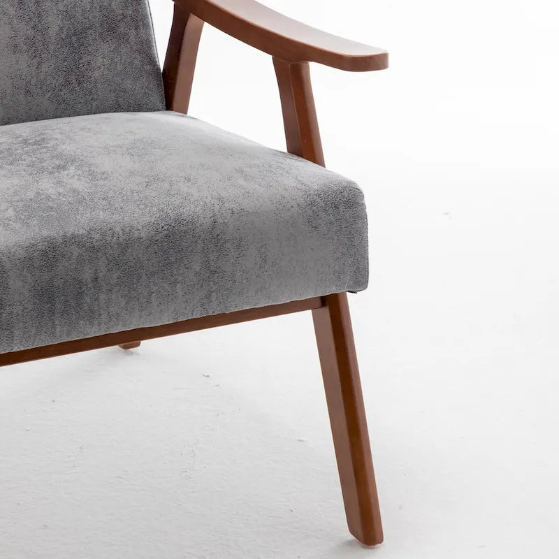 Mid-Century Modern Accent Chair with Solid Wood Frame