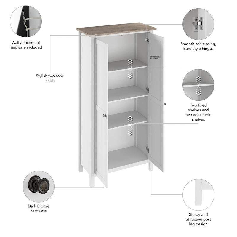 Modern Farmhouse Tall Storage Cabinet with Doors
