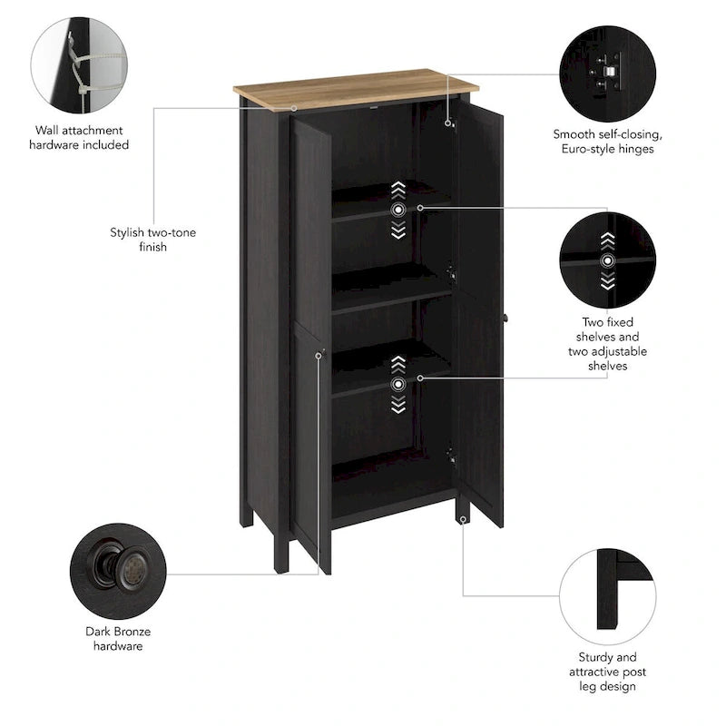 Modern Farmhouse Tall Storage Cabinet with Doors
